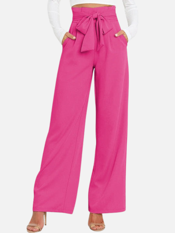 Dames Hoge Taille Palazzo Broek met Strikceintuur