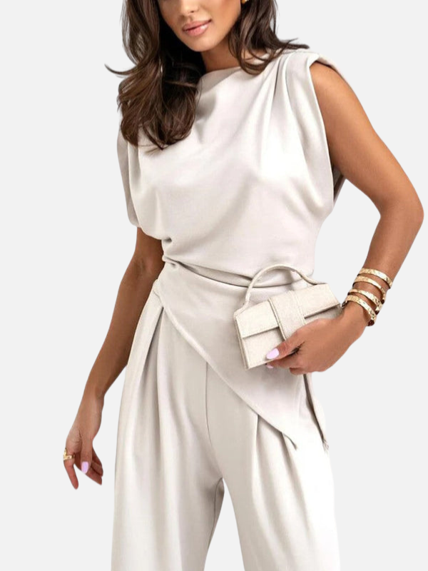 Julia | Chique Set met Mouwloze Top en Wijde Broek