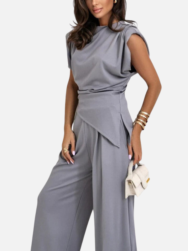 Julia | Chique Set met Mouwloze Top en Wijde Broek