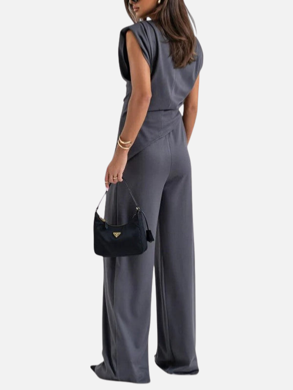 Julia | Chique Set met Mouwloze Top en Wijde Broek