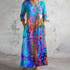 Dames Boho Maxikleed met Abstracte Patronen en Zakken