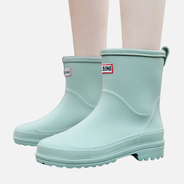 Trendy Waterdichte Halfhoge Regenlaarzen Met Antislip Zool Voor Vrouwen
