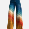 Dames Wijde Retro Broek met Zigzagpatroon en Zakken