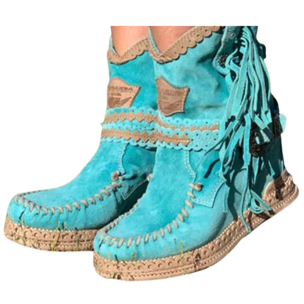 Liliana | Boho Cowboy Enkelboots met Speelse Fringes