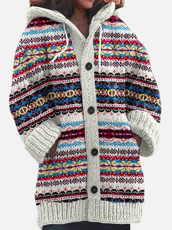 Femke | Noors Gebreid Vest met Capuchon