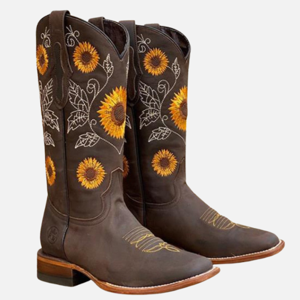 Ida | Geborduurde Cowboylaarzen, Bloemmotief
