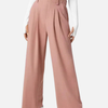 Dames High-Waist Wijde Pantalon met Plissé-Voorkant en Ceintuurdetaillering