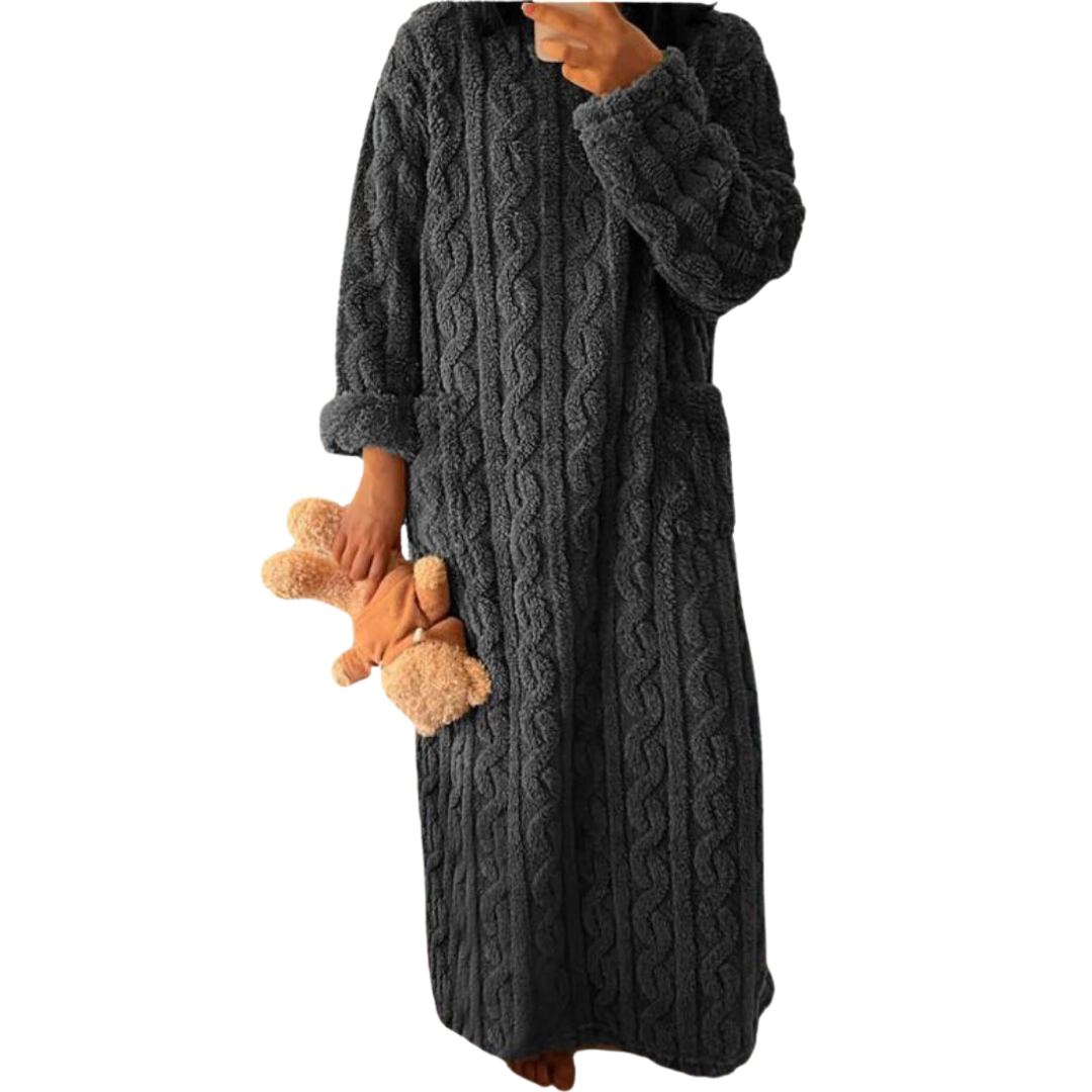 Lange fluffy winter pyjamajurk voor dames