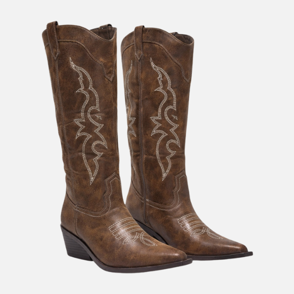 Karen | Kniehoge Cowboylaarzen, Geborduurd Western