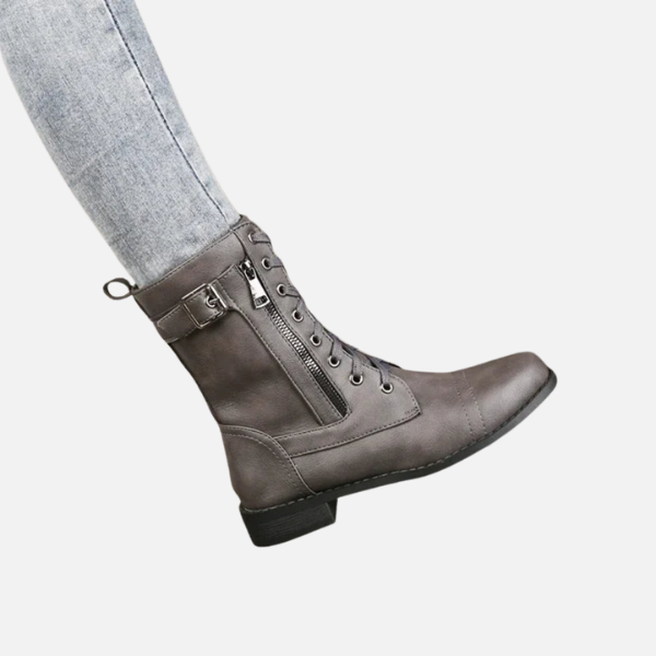 Susanne | Veterschoenen met Blokhak, Militair Uiterlijk