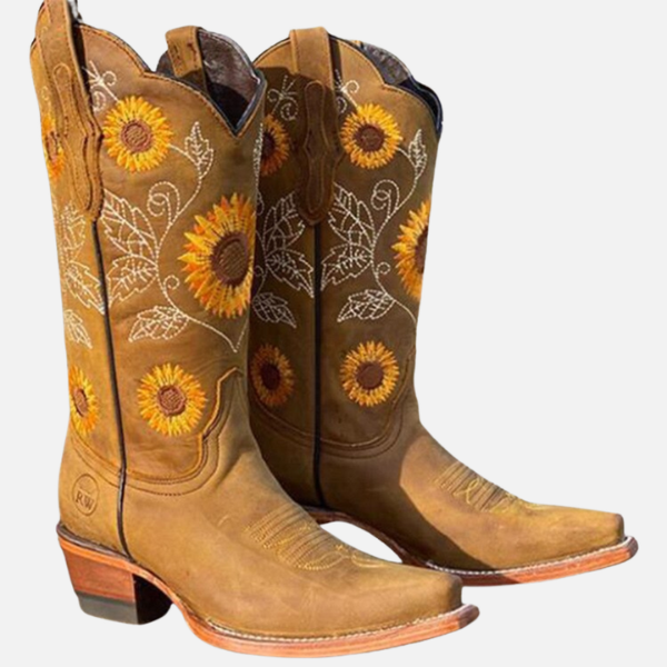 Ida | Geborduurde Cowboylaarzen, Bloemmotief