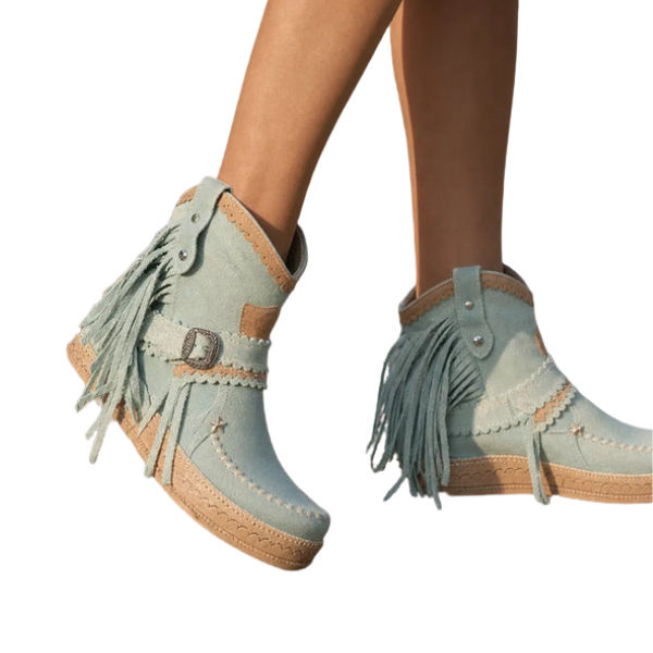 Liliana | Boho Cowboy Enkelboots met Speelse Fringes