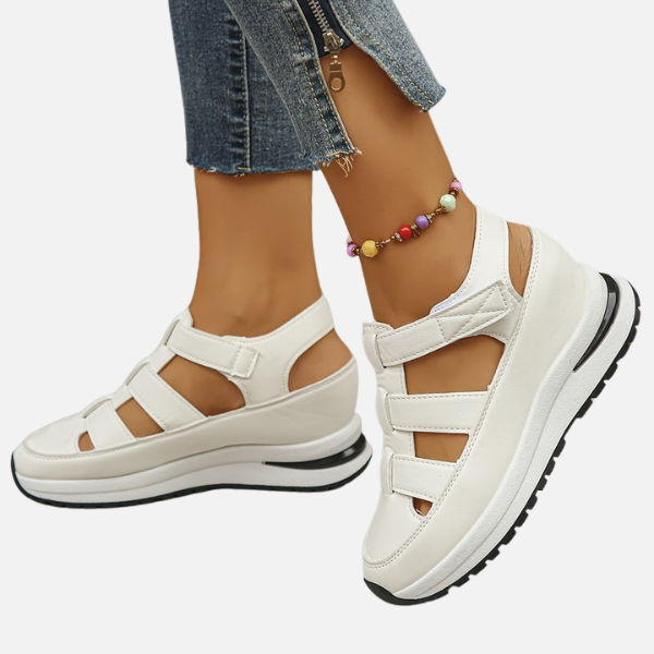 Britt - Sportieve Orthopedische Sandalen Dames met Klittenband en Sleehak