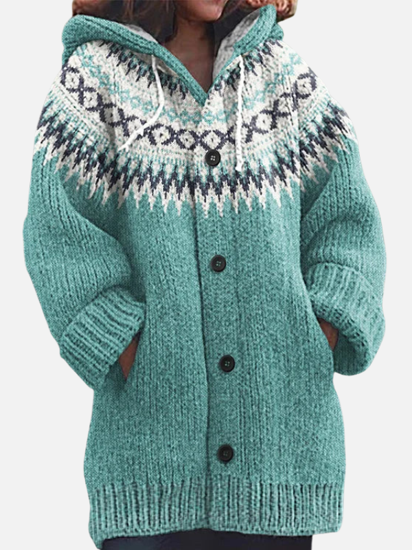 Femke | Noors Gebreid Vest met Capuchon
