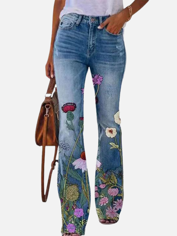 Dames jeans met bloemenprint