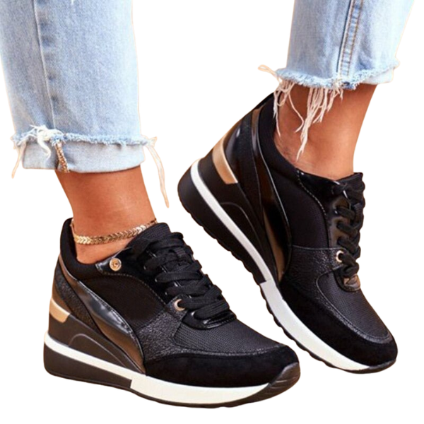 Keona | Trendy Plateau Sneakers met Glanzende Touch