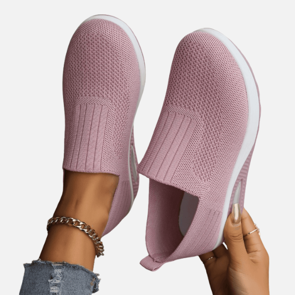 Dames Gebreide Slip-On Sneakers met Witte Plateauzool