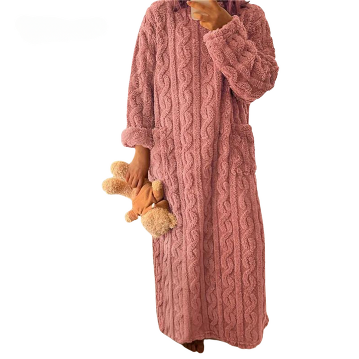 Lange fluffy winter pyjamajurk voor dames