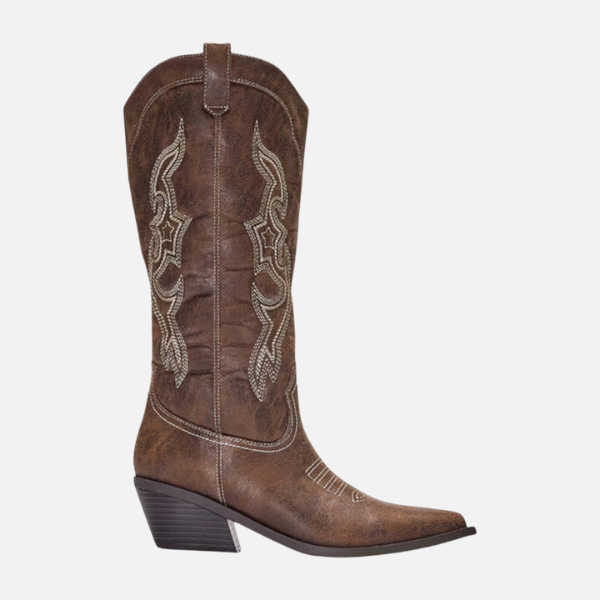Karen | Kniehoge Cowboylaarzen, Geborduurd Western