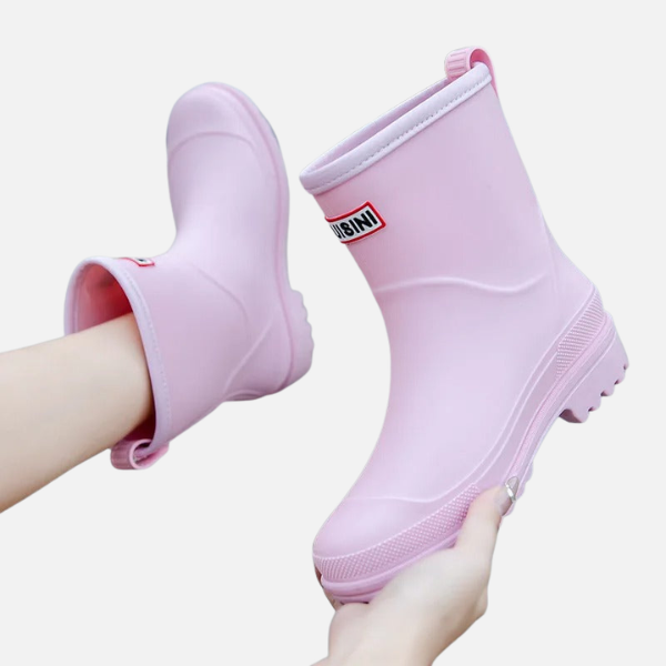 Trendy Waterdichte Halfhoge Regenlaarzen Met Antislip Zool Voor Vrouwen