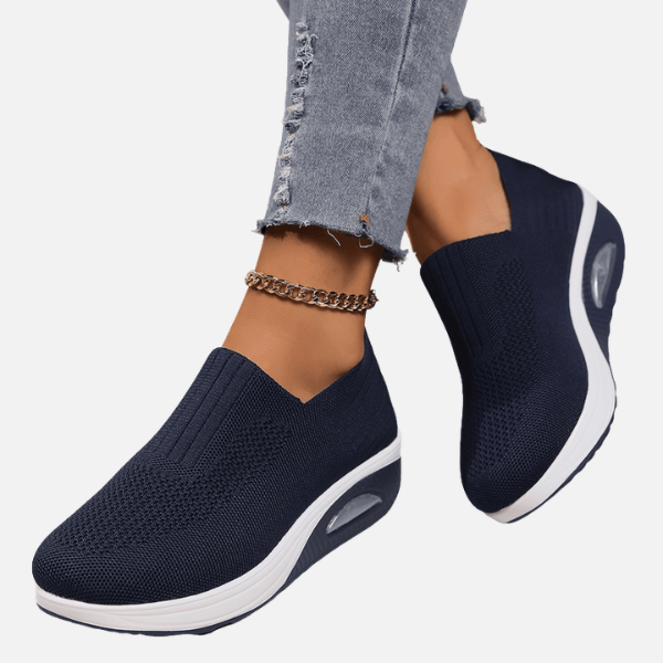Dames Gebreide Slip-On Sneakers met Witte Plateauzool