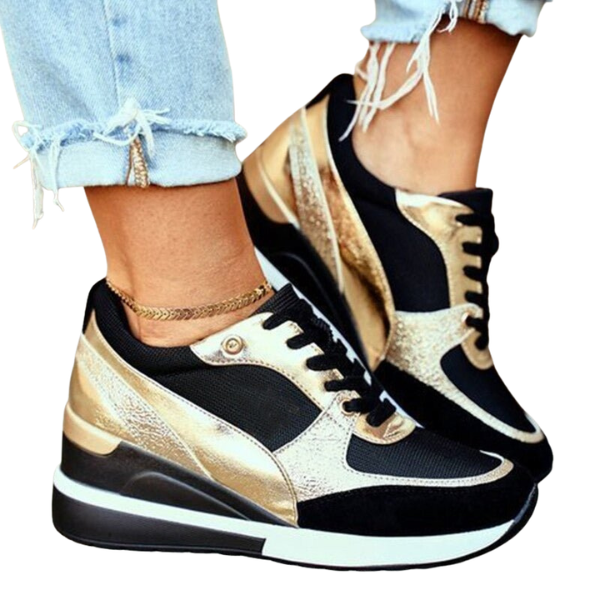 Keona | Trendy Plateau Sneakers met Glanzende Touch