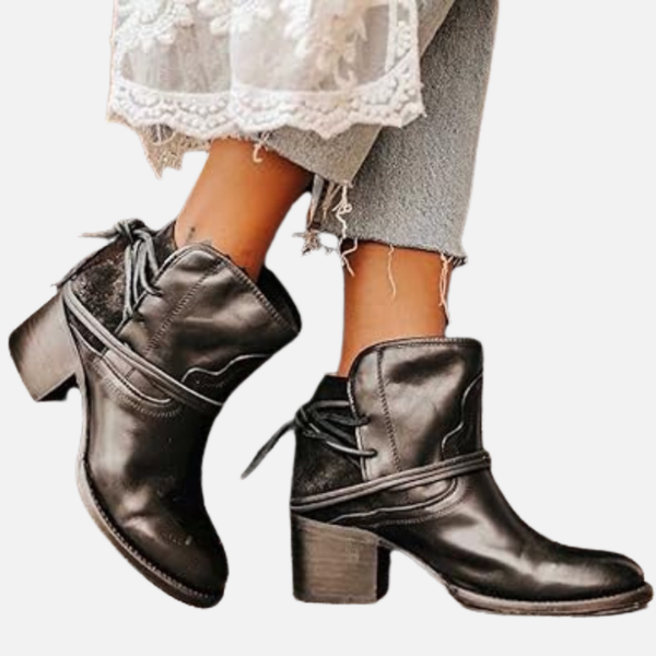 Maria | Western Enkellaarsjes met Blokhak, Dames