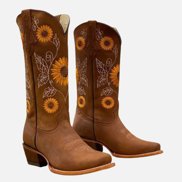 Ida | Geborduurde Cowboylaarzen, Bloemmotief