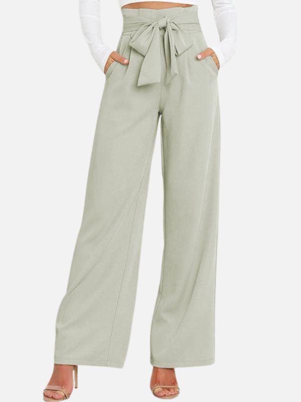 Dames Hoge Taille Palazzo Broek met Strikceintuur