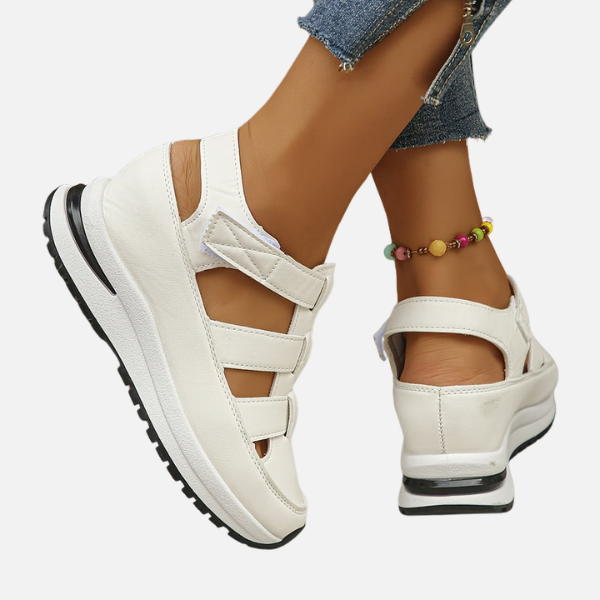 Britt - Sportieve Orthopedische Sandalen Dames met Klittenband en Sleehak