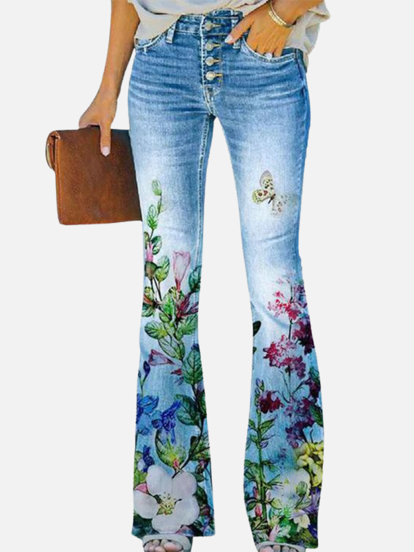 Dames jeans met bloemenprint