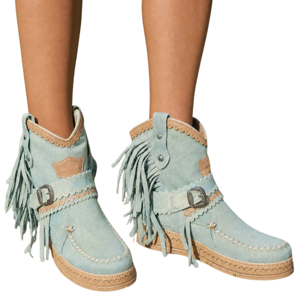Liliana | Boho Cowboy Enkelboots met Speelse Fringes