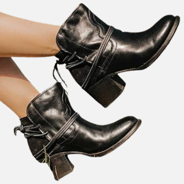 Maria | Western Enkellaarsjes met Blokhak, Dames