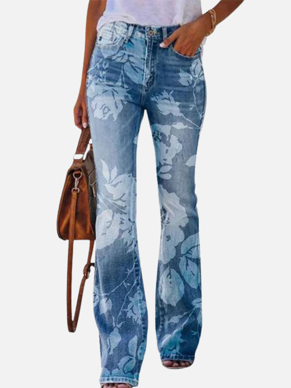 Dames jeans met bloemenprint