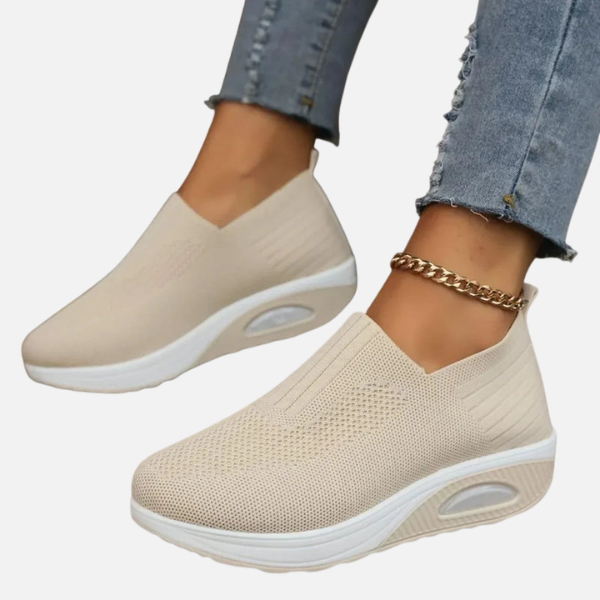Dames Gebreide Slip-On Sneakers met Witte Plateauzool