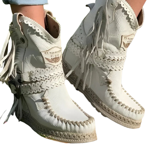 Liliana | Boho Cowboy Enkelboots met Speelse Fringes