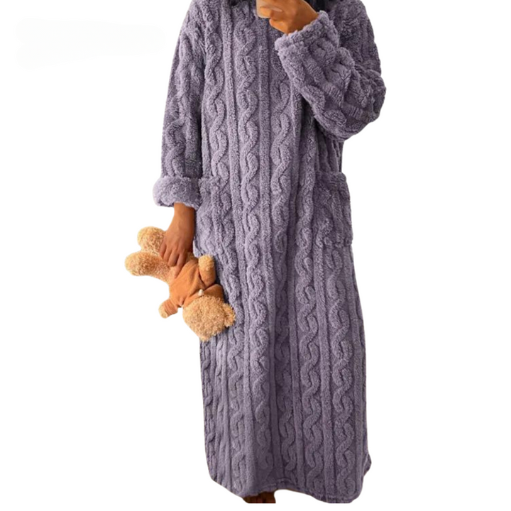 Lange fluffy winter pyjamajurk voor dames