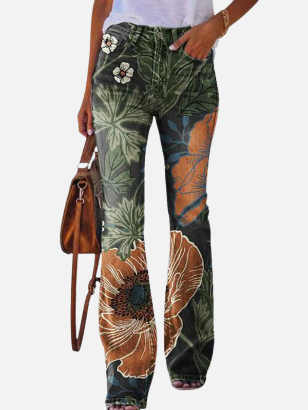 Dames jeans met bloemenprint