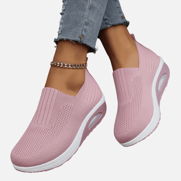 Dames Gebreide Slip-On Sneakers met Witte Plateauzool