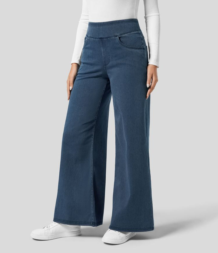Evie | Comfy Elastische Broek met Hoge Taille