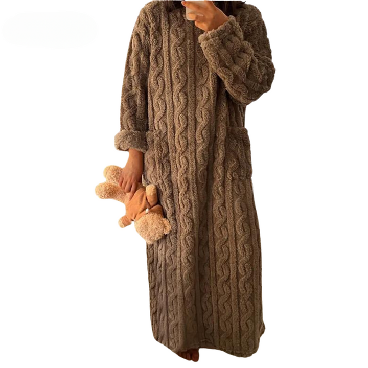 Lange fluffy winter pyjamajurk voor dames