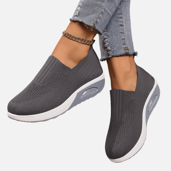 Dames Gebreide Slip-On Sneakers met Witte Plateauzool