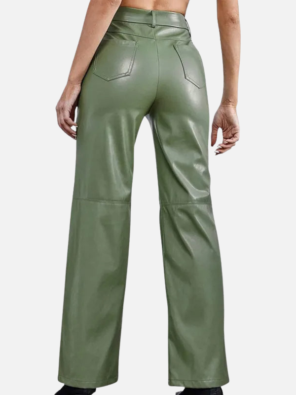 Dames hoge taille broeken van vegan leer