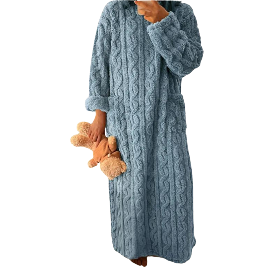 Lange fluffy winter pyjamajurk voor dames