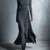 Dames Grijze Exquisite Stretch Gemengde Stof Wikkeljurk - Geknoopte Maxi Jurk