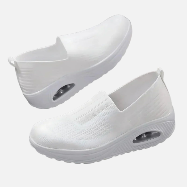 Dames Gebreide Slip-On Sneakers met Witte Plateauzool