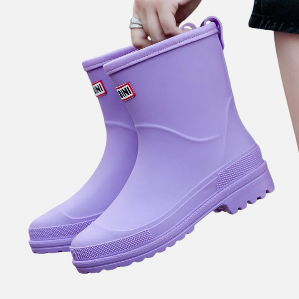 Trendy Waterdichte Halfhoge Regenlaarzen Met Antislip Zool Voor Vrouwen