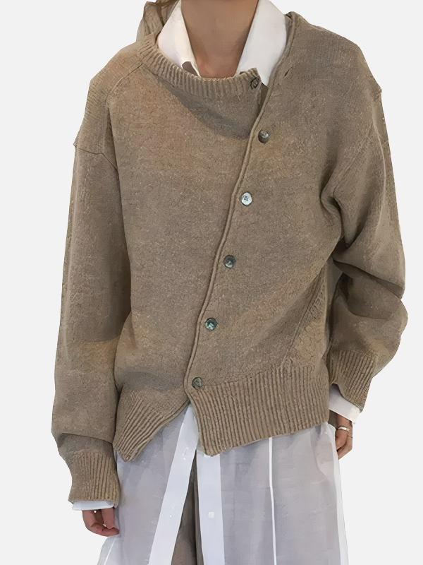 Anna | Asymmetrisch Gebreid Vest met Knopen