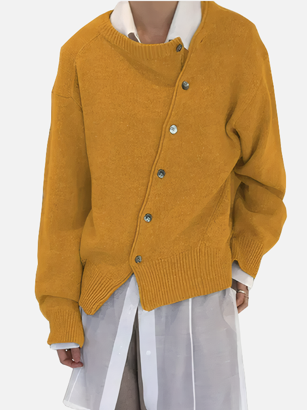 Anna | Asymmetrisch Gebreid Vest met Knopen