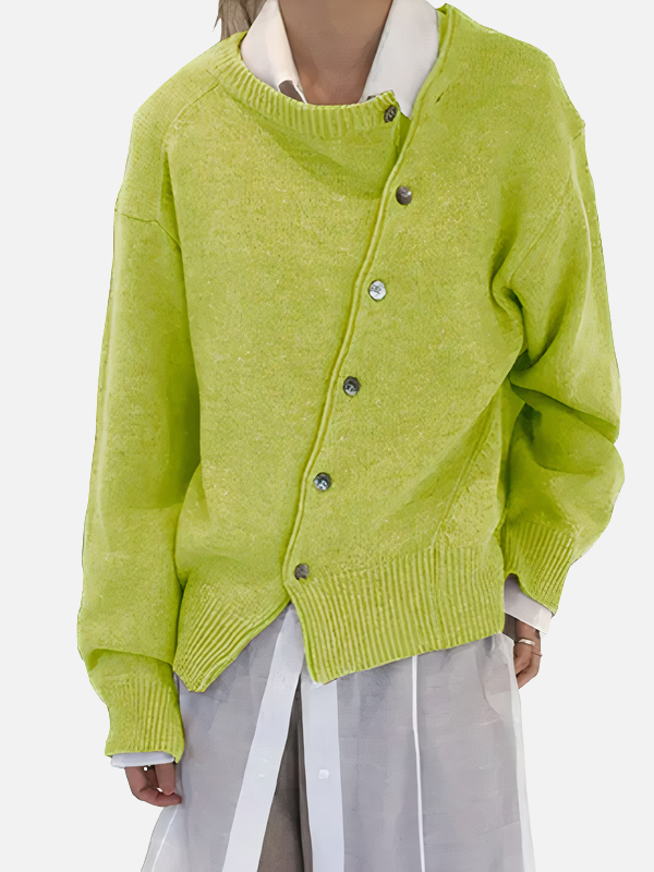 Anna | Asymmetrisch Gebreid Vest met Knopen